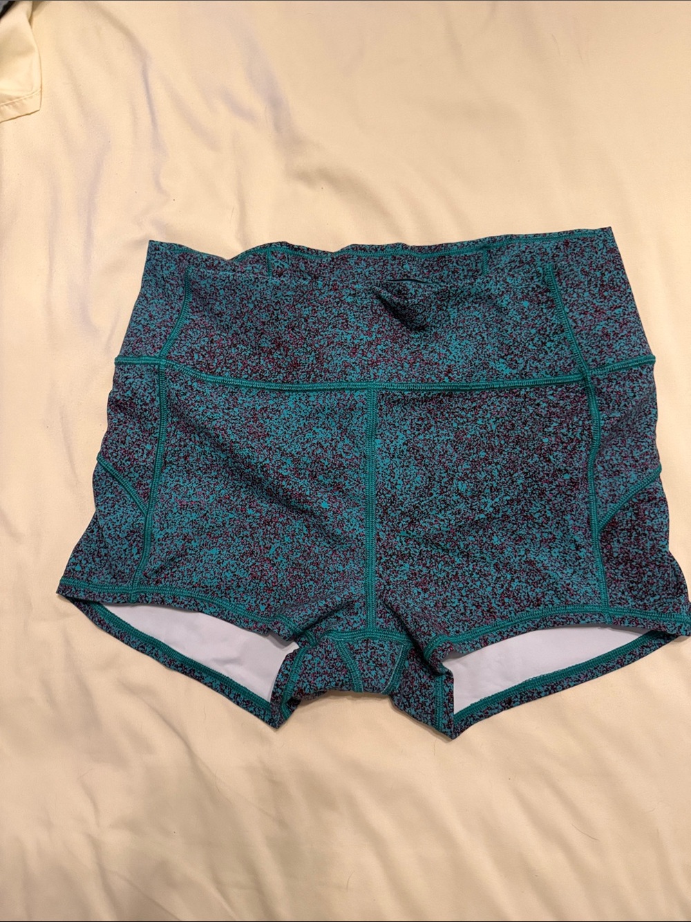 High-Rise Lululemon Teal Speckle Women's Workout Shorts